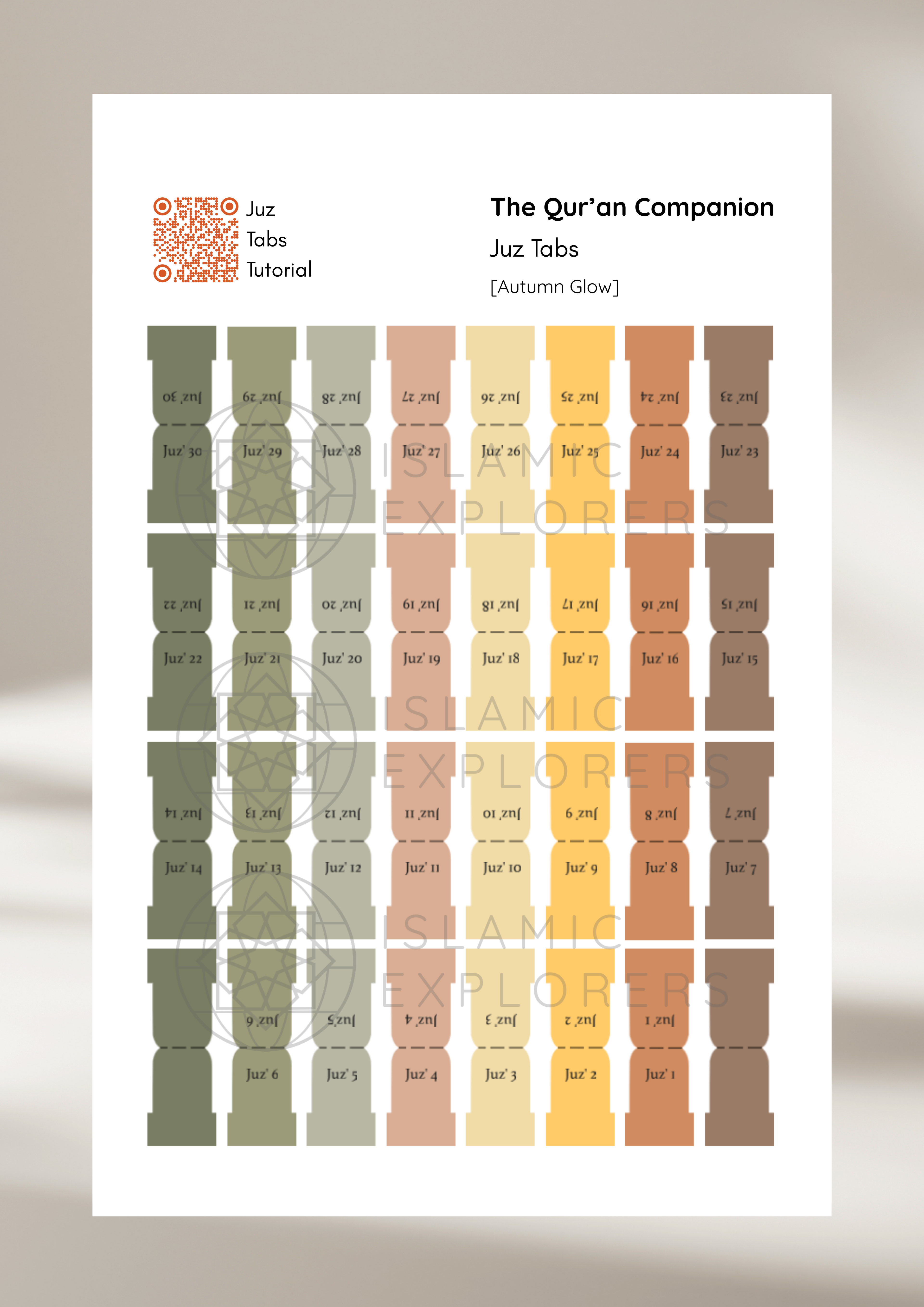 Juz Tabs – Premium Handmade Qur’an Page Markers  - Autumn Glow