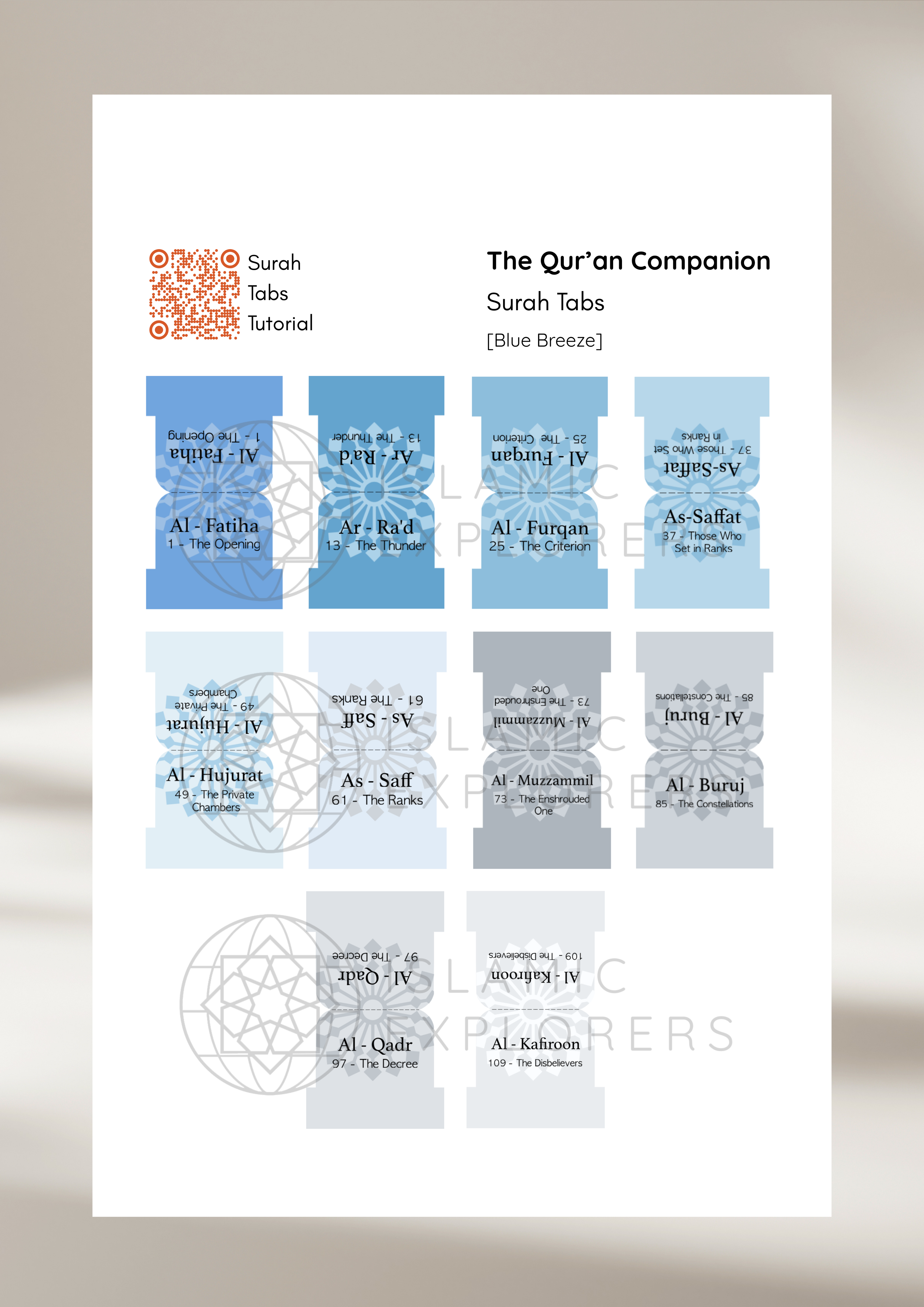 The Quran Companion Tabs Bundle – Premium Handmade Qur’an Page Markers (Includes Juz Tabs + Free Duʿaʾ Bookmark) - Blue Breeze