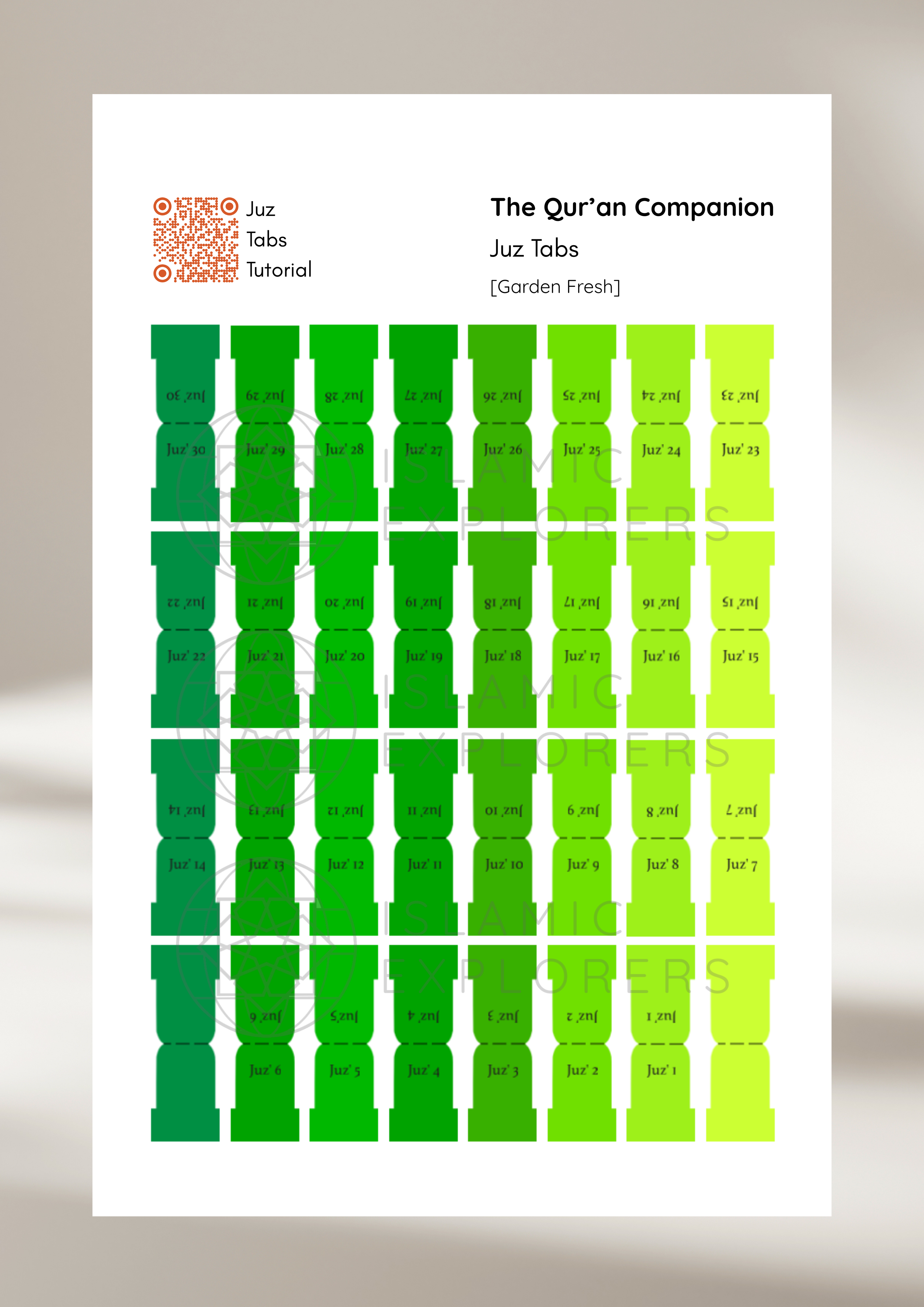Juz Tabs – Premium Handmade Qur’an Page Markers  - Garden Fresh