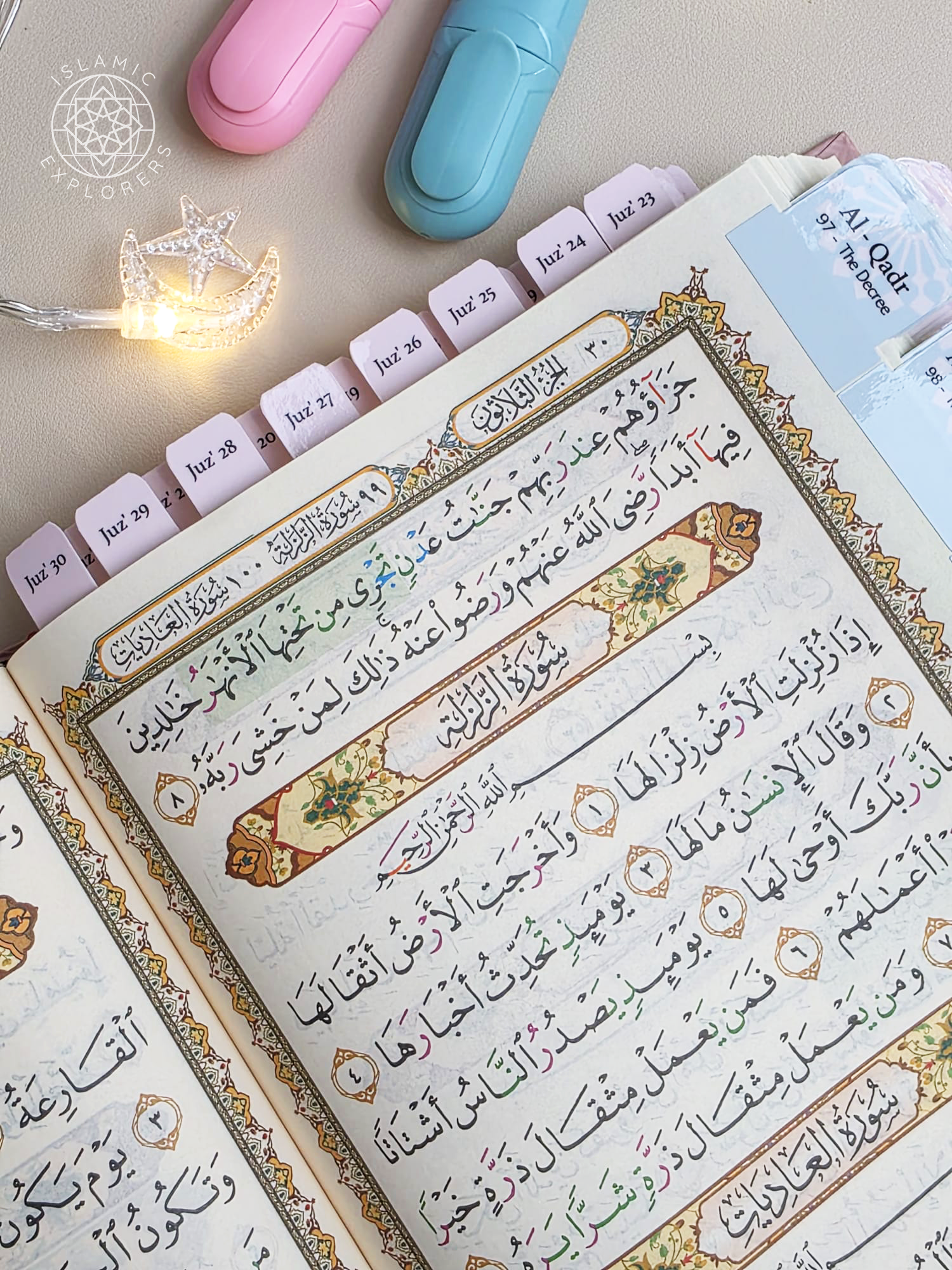 The Quran Companion Tabs Bundle - Premium Handmade Qur’an Page Markers (Includes Juz Tabs + Free Duʿaʾ Bookmark)- Sweet Pastel