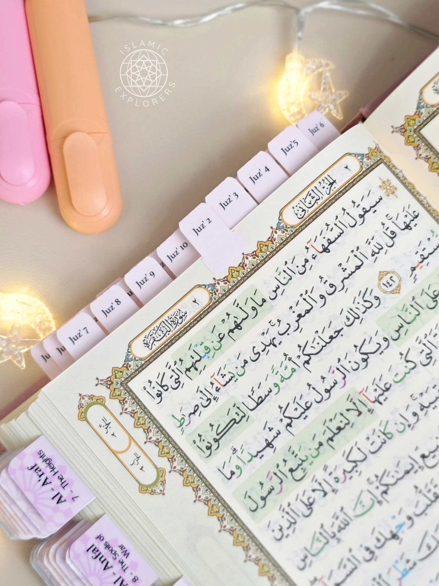 The Quran Companion Tabs Bundle - Premium Handmade Qur’an Page Markers (Includes Juz Tabs + Free Duʿaʾ Bookmark)- Sweet Pastel