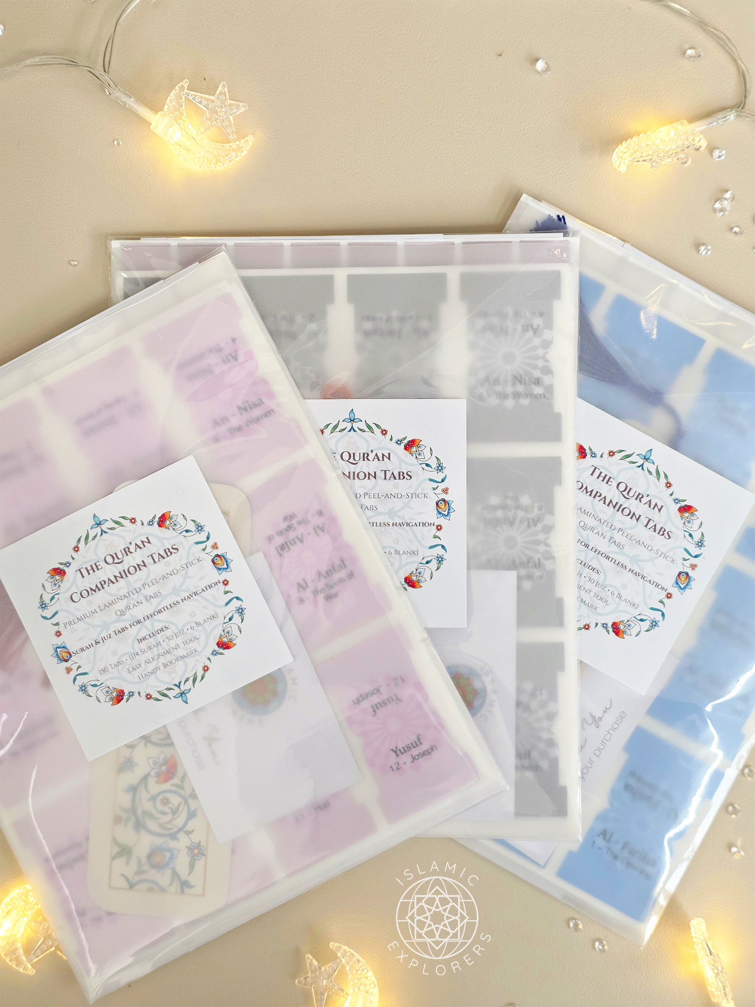 The Quran Companion Tabs Bundle - Premium Handmade Qur’an Page Markers (Includes Juz Tabs + Free Duʿaʾ Bookmark) - Warm Earth