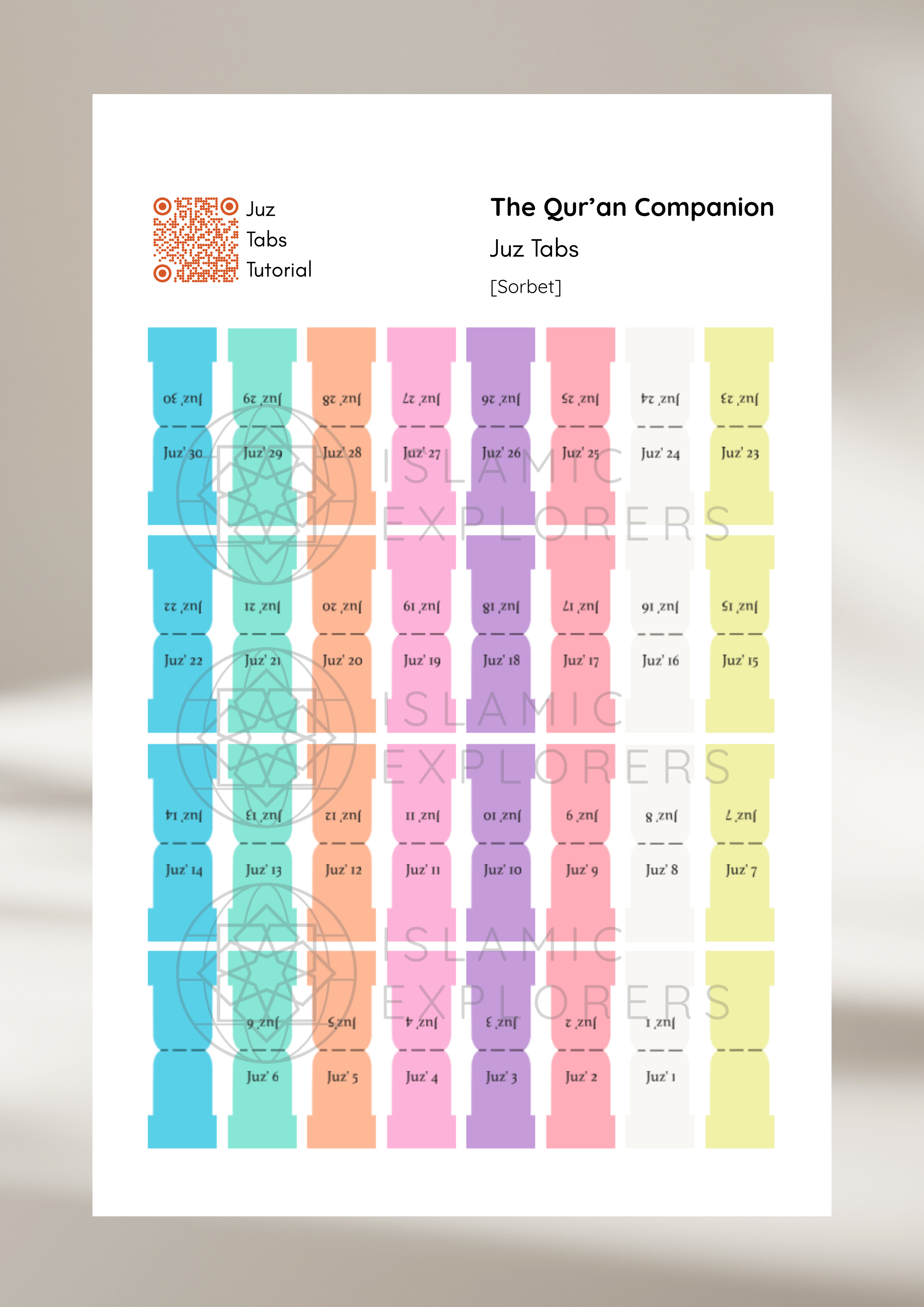 Juz Tabs – Premium Handmade Qur’an Page Markers - Sorbet